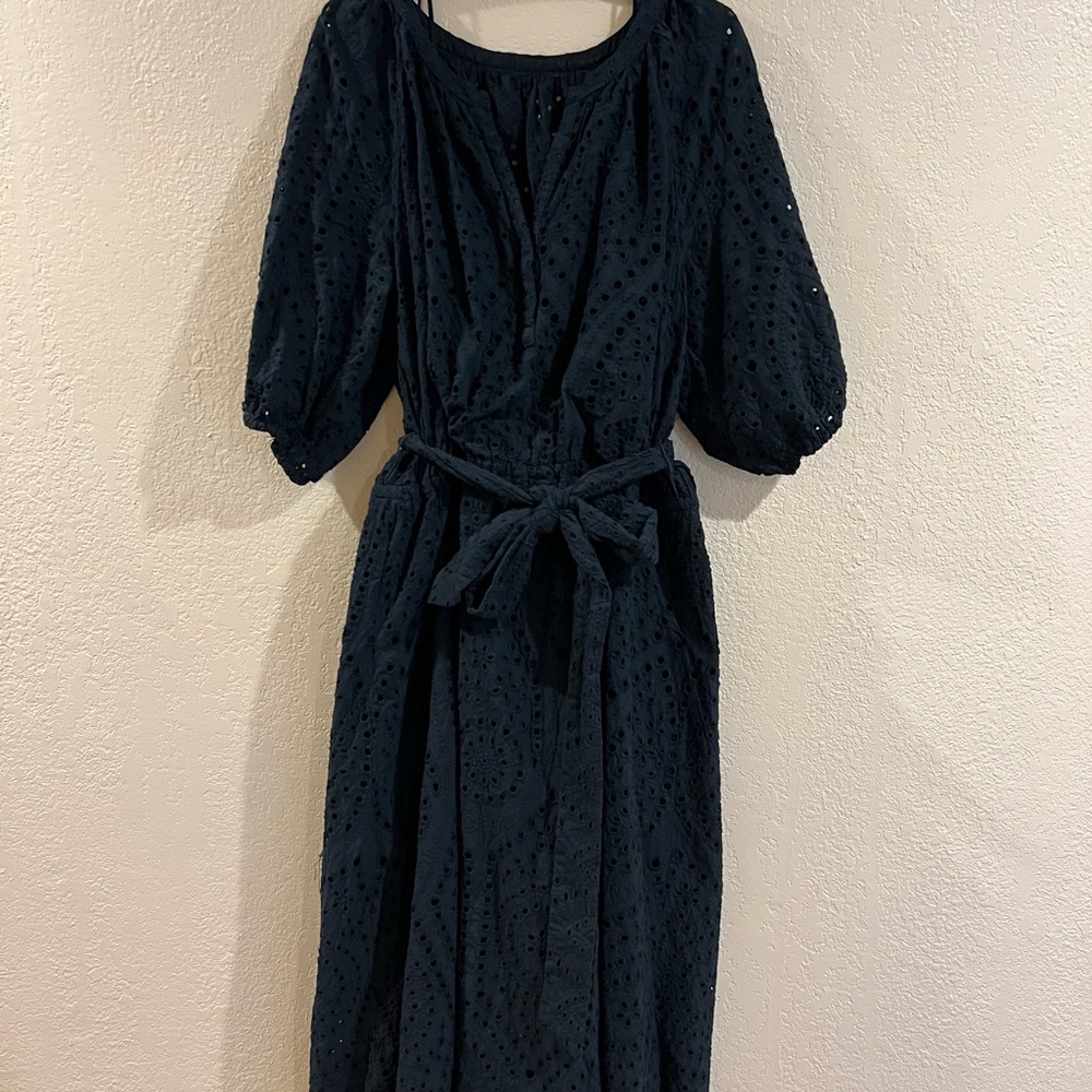 GAP Black Midi Eyelet Dress